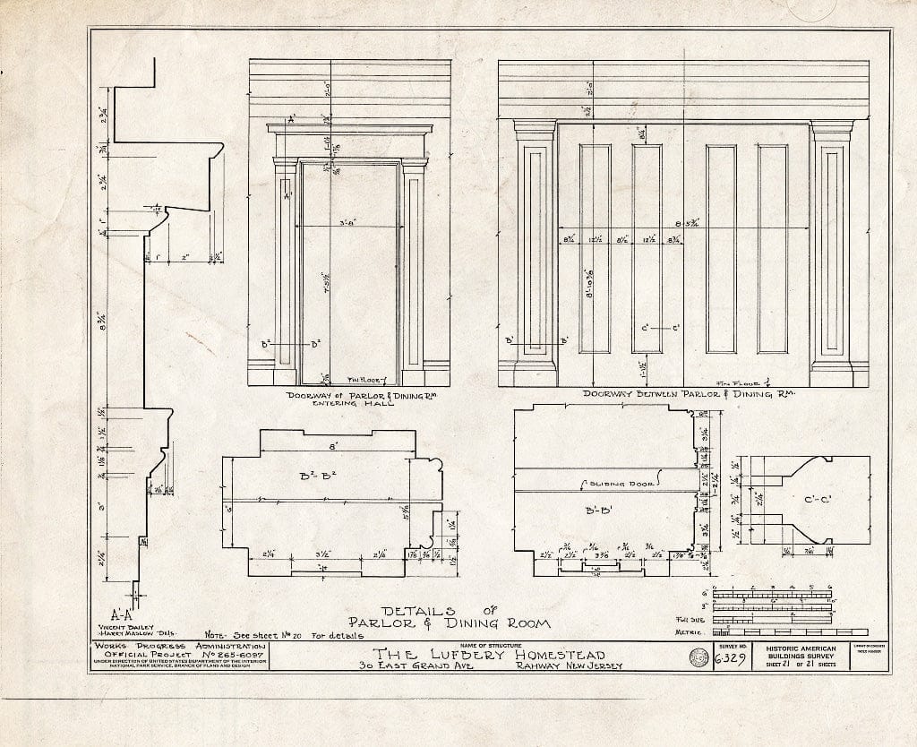 Blueprint HABS NJ,20-RAH,2- (Sheet 21 of 21) - Lufberry Homestead, 30 East Grand Avenue, Rahway, Union County, NJ