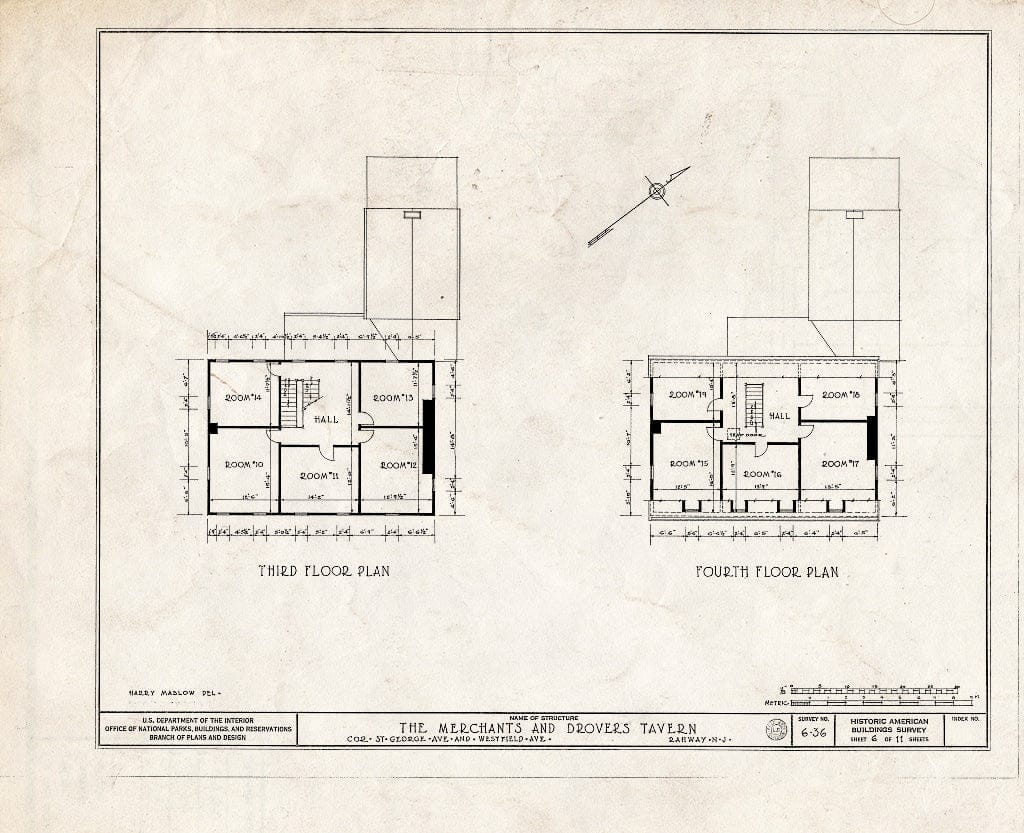 Blueprint HABS NJ,20-RAH,1- (Sheet 6 of 11) - Merchant & Drovers Tavern, Saint George's & Westfield Avenues, Rahway, Union County, NJ