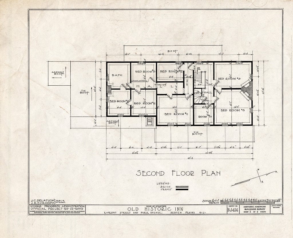 Blueprint HABS NJ,20-SCOPL,1- (Sheet 2 of 9) - Recompense Stanberry Inn, East Front Street & Park Avenue, Scotch Plains, Union County, NJ
