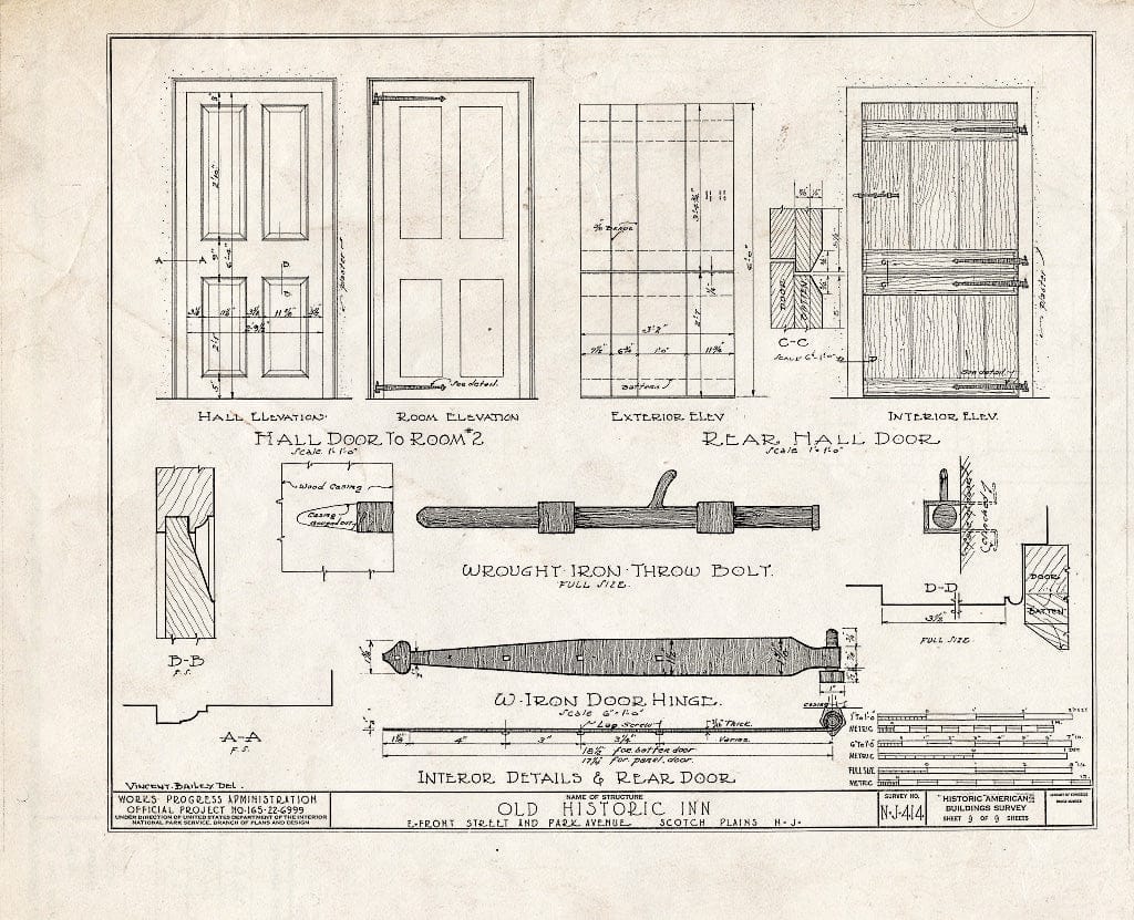 Blueprint HABS NJ,20-SCOPL,1- (Sheet 9 of 9) - Recompense Stanberry Inn, East Front Street & Park Avenue, Scotch Plains, Union County, NJ