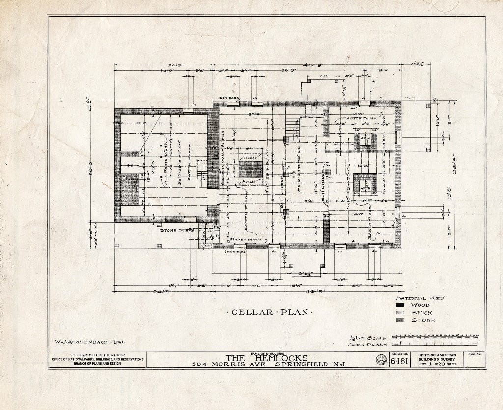 Blueprint HABS NJ,20-SPRIF,2- (Sheet 1 of 23) - Bonnel House, 504 Morris Avenue, Springfield, Union County, NJ