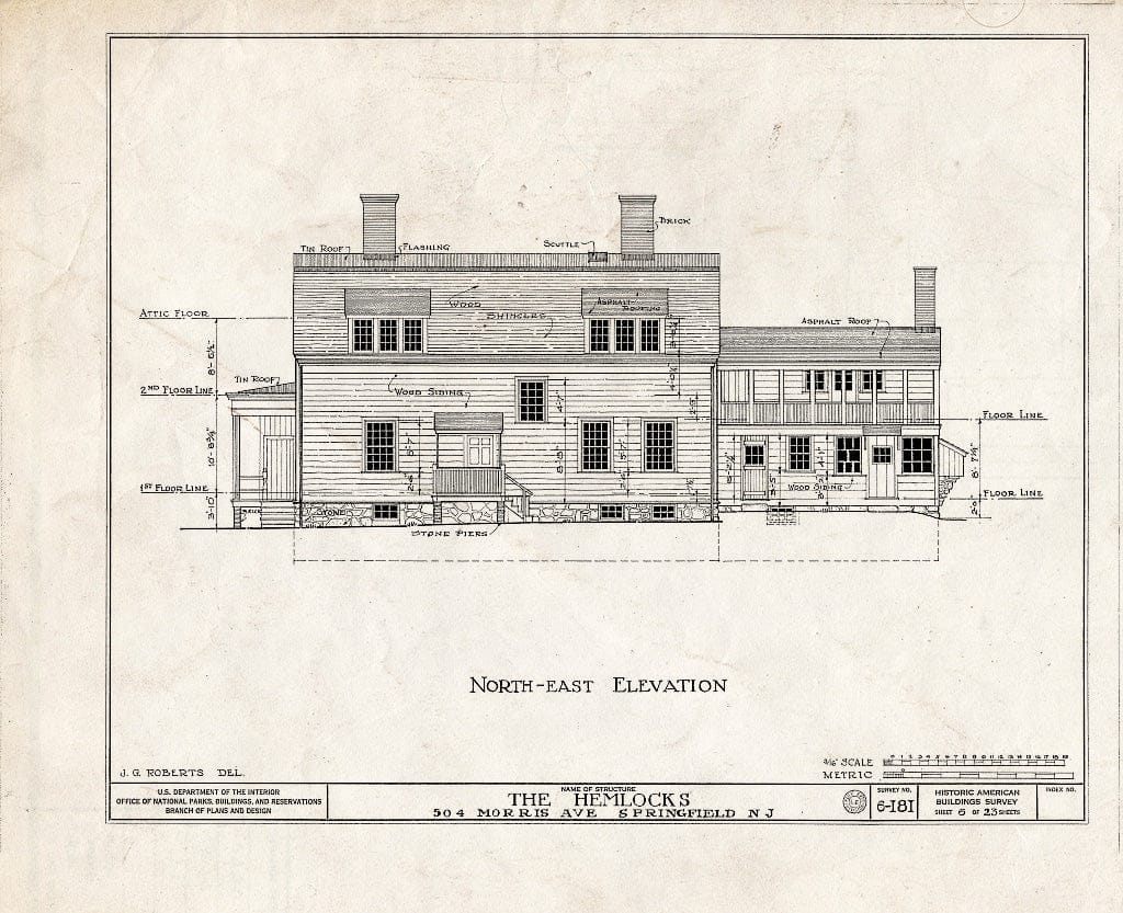Blueprint HABS NJ,20-SPRIF,2- (Sheet 6 of 23) - Bonnel House, 504 Morris Avenue, Springfield, Union County, NJ