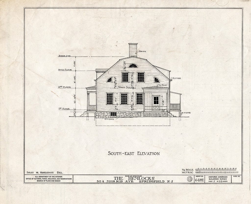 Blueprint HABS NJ,20-SPRIF,2- (Sheet 7 of 23) - Bonnel House, 504 Morris Avenue, Springfield, Union County, NJ