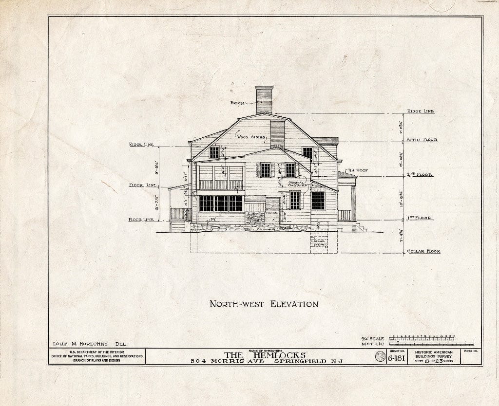 Blueprint HABS NJ,20-SPRIF,2- (Sheet 8 of 23) - Bonnel House, 504 Morris Avenue, Springfield, Union County, NJ