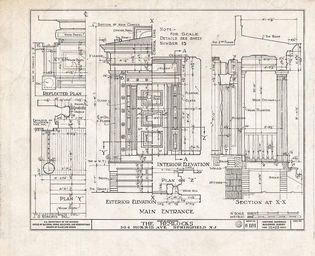 Blueprint HABS NJ,20-SPRIF,2- (Sheet 12 of 23) - Bonnel House, 504 Morris Avenue, Springfield, Union County, NJ
