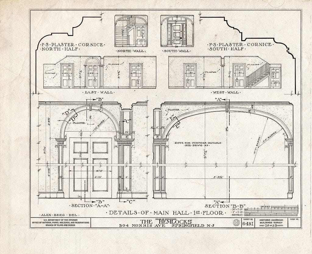 Blueprint HABS NJ,20-SPRIF,2- (Sheet 18 of 23) - Bonnel House, 504 Morris Avenue, Springfield, Union County, NJ