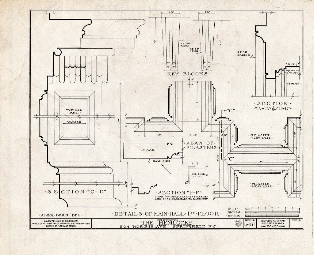 Blueprint HABS NJ,20-SPRIF,2- (Sheet 20 of 23) - Bonnel House, 504 Morris Avenue, Springfield, Union County, NJ