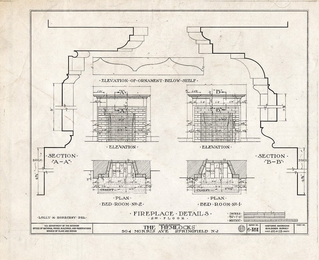 Blueprint HABS NJ,20-SPRIF,2- (Sheet 22 of 23) - Bonnel House, 504 Morris Avenue, Springfield, Union County, NJ