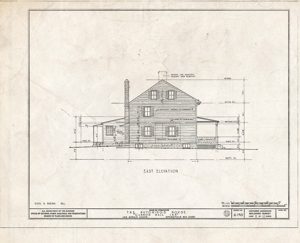Blueprint HABS NJ,20-SPRIF,3- (Sheet 2 of 12) - Hutchings House, 126 Morris Avenue, Springfield, Union County, NJ