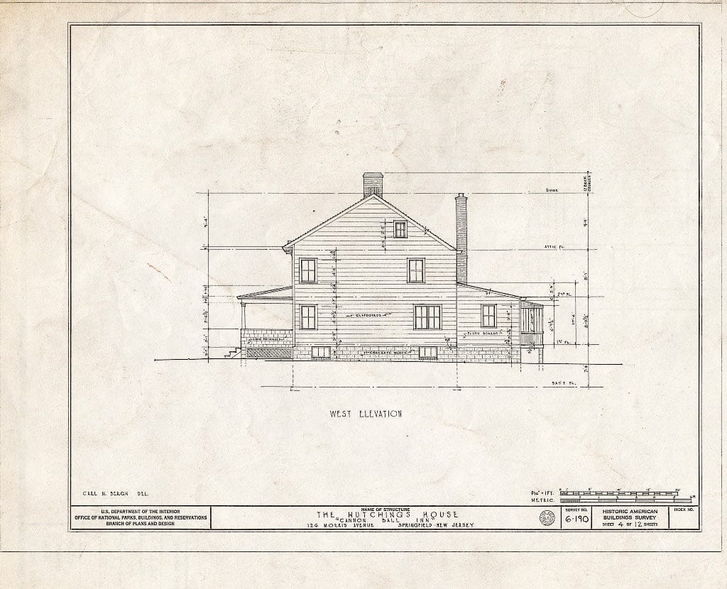 Blueprint HABS NJ,20-SPRIF,3- (Sheet 4 of 12) - Hutchings House, 126 Morris Avenue, Springfield, Union County, NJ