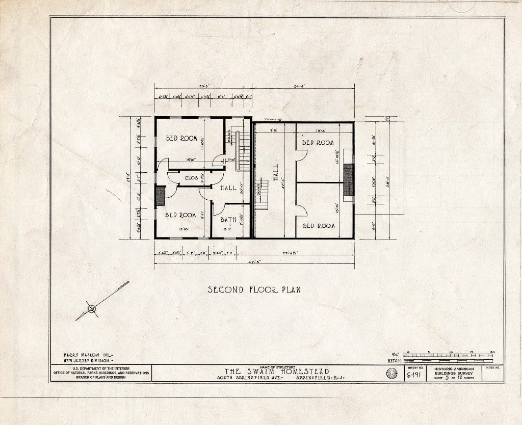 Blueprint HABS NJ,20-SPRIF,4- (Sheet 5 of 12) - Swaim Homestead, South Springfield Avenue, Springfield, Union County, NJ