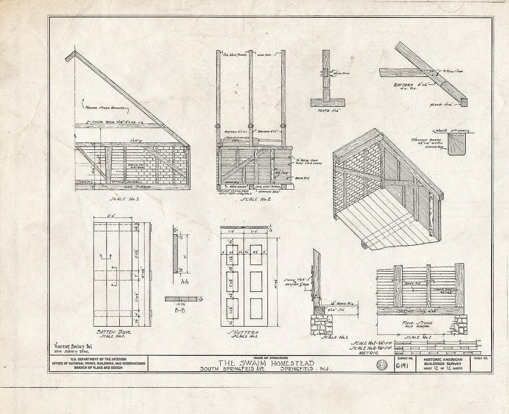 Blueprint HABS NJ,20-SPRIF,4- (Sheet 12 of 12) - Swaim Homestead, South Springfield Avenue, Springfield, Union County, NJ