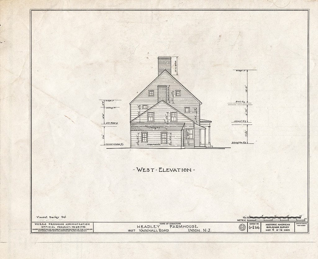 Blueprint HABS NJ,20-UNI,2- (Sheet 4 of 16) - Brandt-Headley Farm House, 1827 Vauxhall Road, Union, Union County, NJ