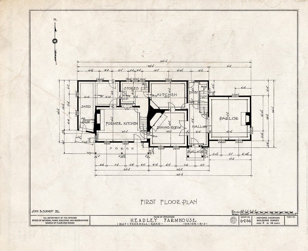 Blueprint HABS NJ,20-UNI,2- (Sheet 5 of 16) - Brandt-Headley Farm House, 1827 Vauxhall Road, Union, Union County, NJ