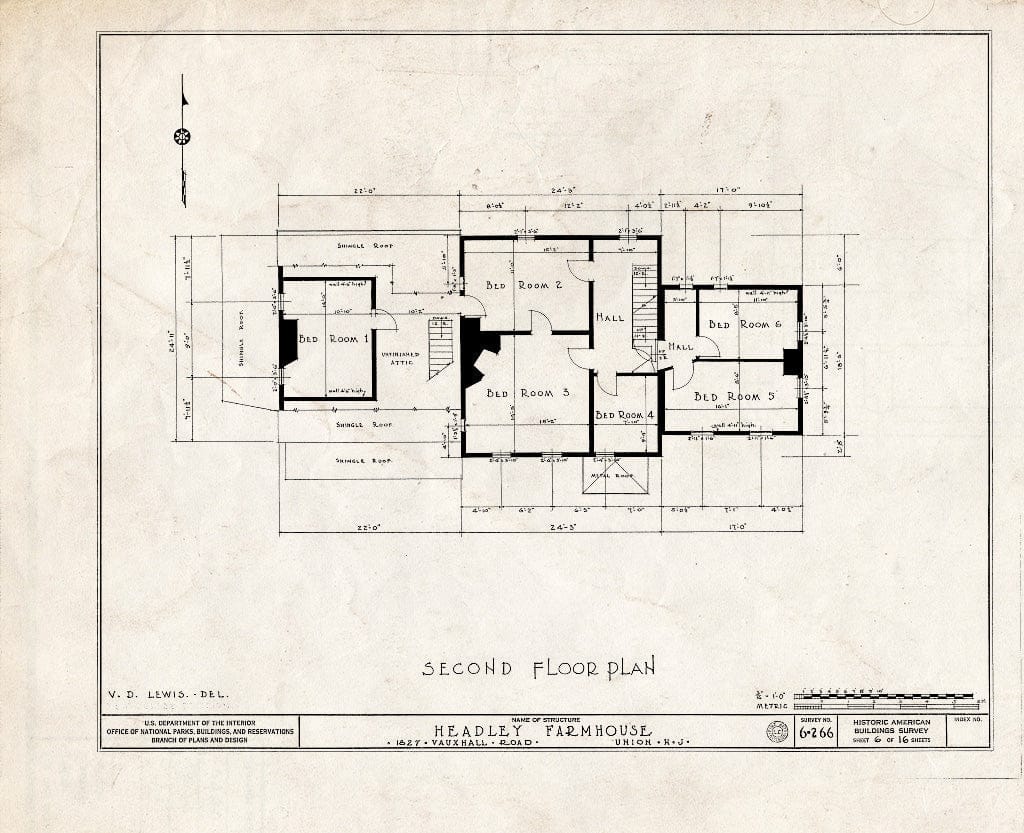 Blueprint HABS NJ,20-UNI,2- (Sheet 6 of 16) - Brandt-Headley Farm House, 1827 Vauxhall Road, Union, Union County, NJ