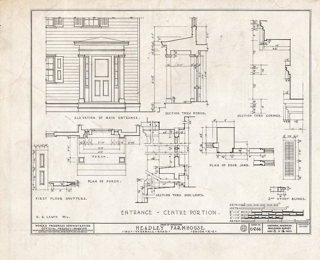 Blueprint HABS NJ,20-UNI,2- (Sheet 8 of 16) - Brandt-Headley Farm House, 1827 Vauxhall Road, Union, Union County, NJ