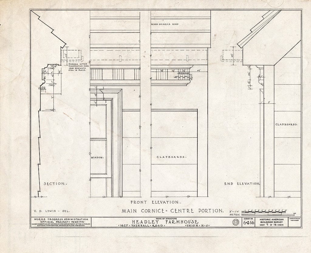 Blueprint HABS NJ,20-UNI,2- (Sheet 9 of 16) - Brandt-Headley Farm House, 1827 Vauxhall Road, Union, Union County, NJ