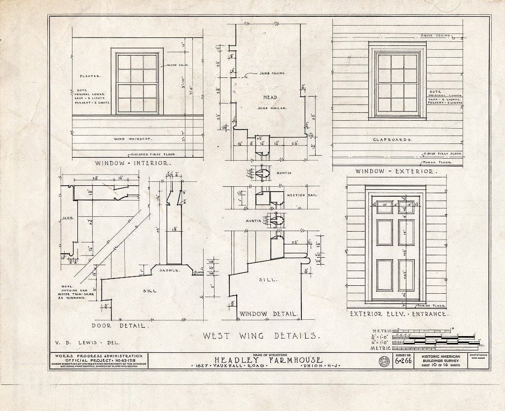 Blueprint HABS NJ,20-UNI,2- (Sheet 10 of 16) - Brandt-Headley Farm House, 1827 Vauxhall Road, Union, Union County, NJ