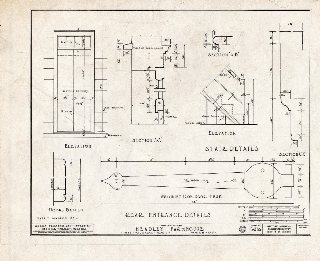 Blueprint HABS NJ,20-UNI,2- (Sheet 11 of 16) - Brandt-Headley Farm House, 1827 Vauxhall Road, Union, Union County, NJ