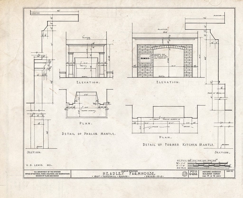 Blueprint HABS NJ,20-UNI,2- (Sheet 13 of 16) - Brandt-Headley Farm House, 1827 Vauxhall Road, Union, Union County, NJ