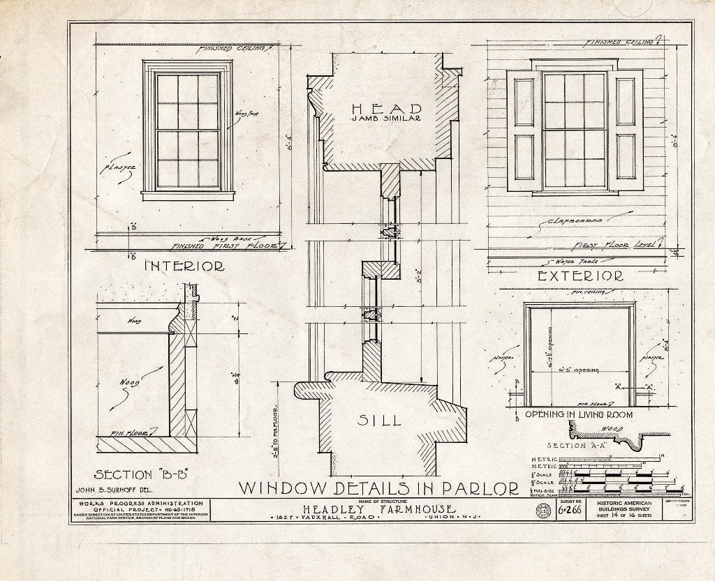 Blueprint HABS NJ,20-UNI,2- (Sheet 14 of 16) - Brandt-Headley Farm House, 1827 Vauxhall Road, Union, Union County, NJ