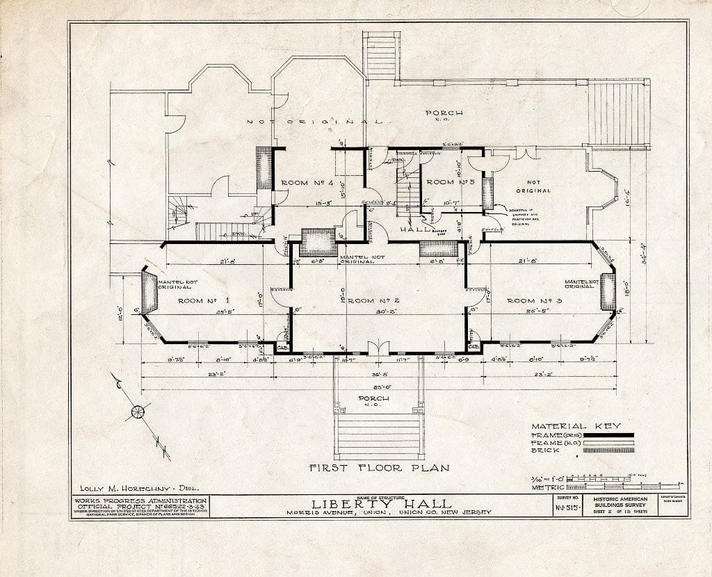 Blueprint HABS NJ,20-UNI,3- (Sheet 2 of 13) - Liberty Hall, Morris Avenue, Union, Union County, NJ
