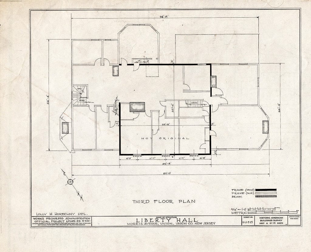 Blueprint HABS NJ,20-UNI,3- (Sheet 4 of 13) - Liberty Hall, Morris Avenue, Union, Union County, NJ