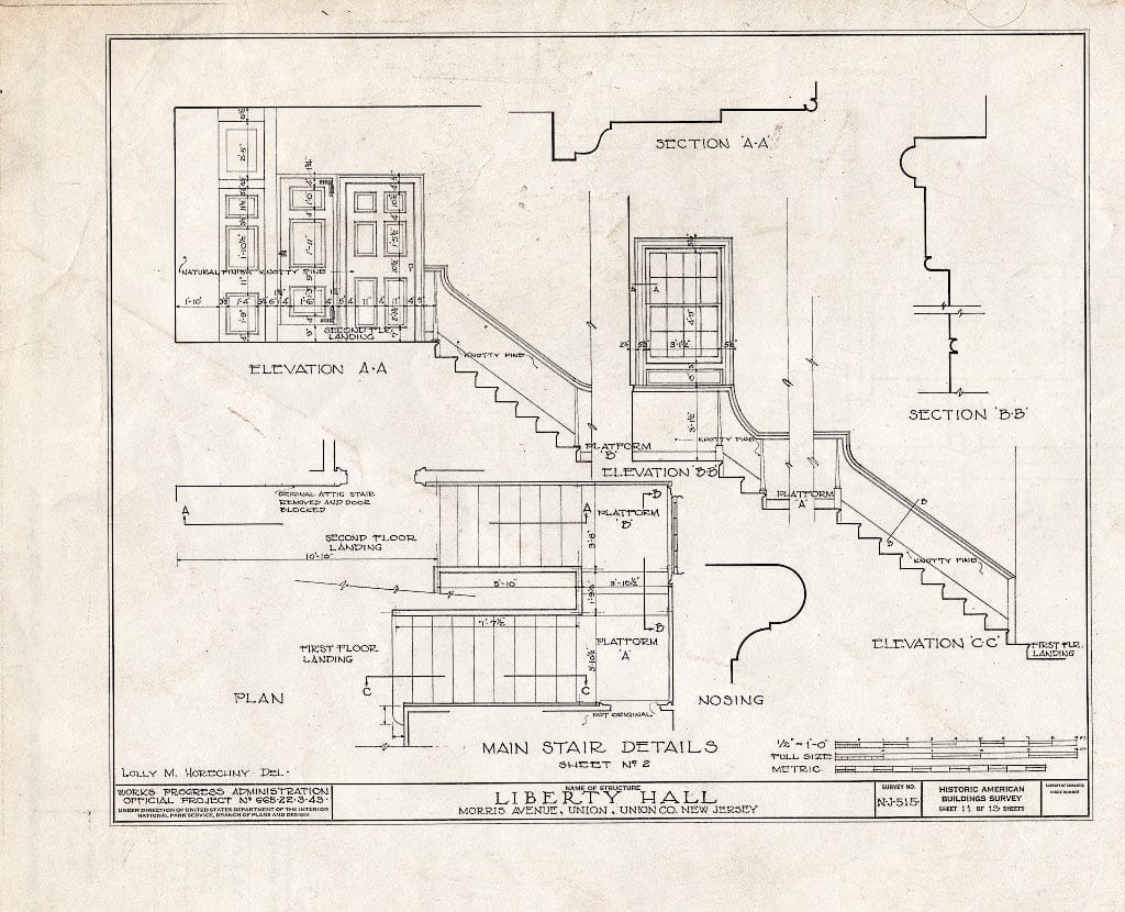 Blueprint HABS NJ,20-UNI,3- (Sheet 11 of 13) - Liberty Hall, Morris Avenue, Union, Union County, NJ