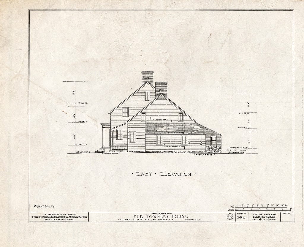 Blueprint HABS NJ,20-UNI,1- (Sheet 4 of 14) - Townley House, Morris & Potter Avenues, Union, Union County, NJ