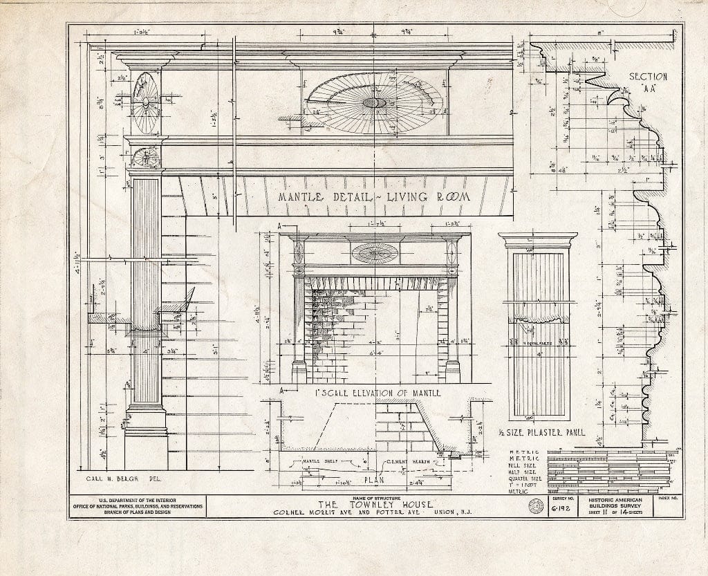 Blueprint HABS NJ,20-UNI,1- (Sheet 11 of 14) - Townley House, Morris & Potter Avenues, Union, Union County, NJ