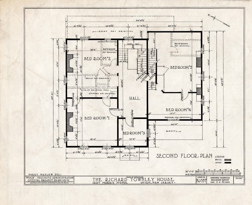 Blueprint HABS NJ,20-UNI,6- (Sheet 3 of 42) - Richard Townley House, 1407 Morris Avenue, Union, Union County, NJ