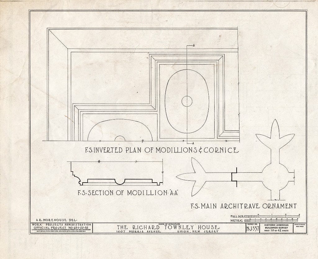 Blueprint HABS NJ,20-UNI,6- (Sheet 10 of 42) - Richard Townley House, 1407 Morris Avenue, Union, Union County, NJ
