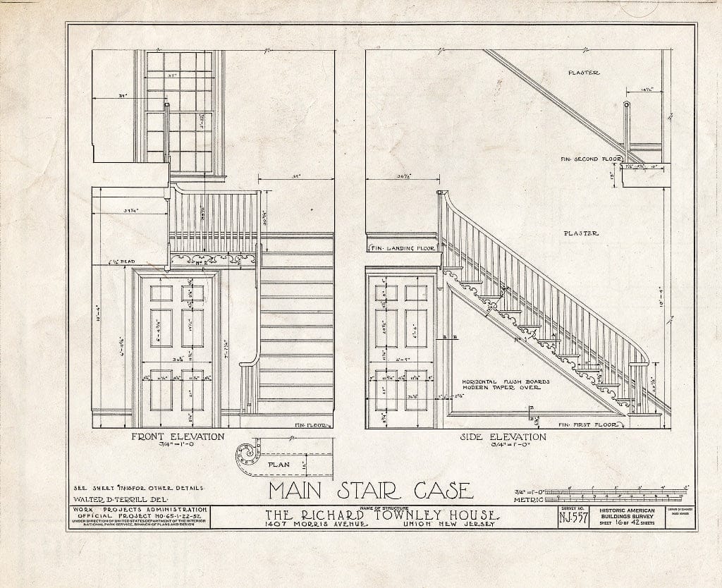 Blueprint HABS NJ,20-UNI,6- (Sheet 16 of 42) - Richard Townley House, 1407 Morris Avenue, Union, Union County, NJ