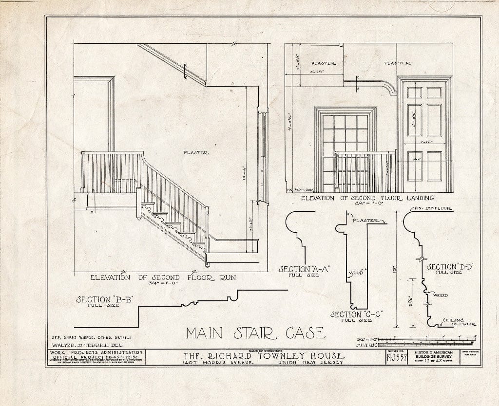 Blueprint HABS NJ,20-UNI,6- (Sheet 17 of 42) - Richard Townley House, 1407 Morris Avenue, Union, Union County, NJ