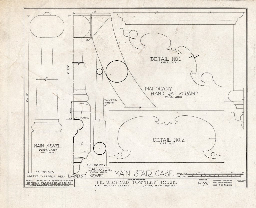 Blueprint HABS NJ,20-UNI,6- (Sheet 18 of 42) - Richard Townley House, 1407 Morris Avenue, Union, Union County, NJ
