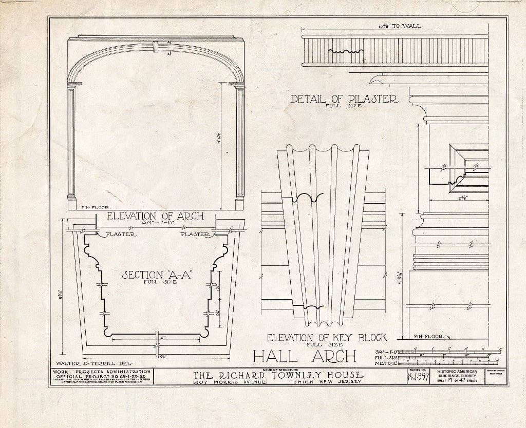 Blueprint HABS NJ,20-UNI,6- (Sheet 19 of 42) - Richard Townley House, 1407 Morris Avenue, Union, Union County, NJ