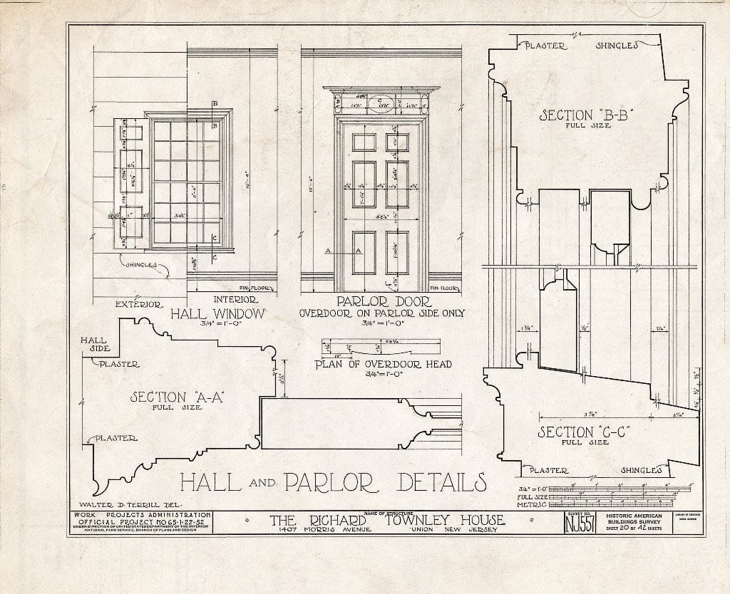 Blueprint HABS NJ,20-UNI,6- (Sheet 20 of 42) - Richard Townley House, 1407 Morris Avenue, Union, Union County, NJ