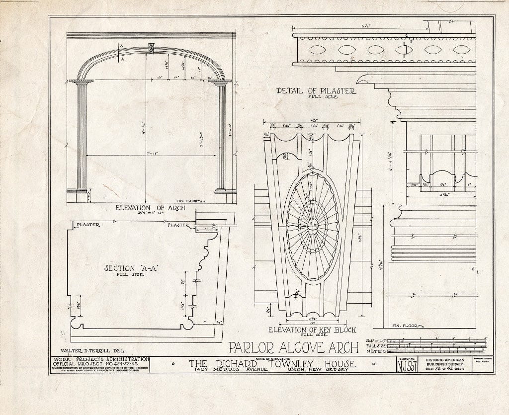 Blueprint HABS NJ,20-UNI,6- (Sheet 26 of 42) - Richard Townley House, 1407 Morris Avenue, Union, Union County, NJ