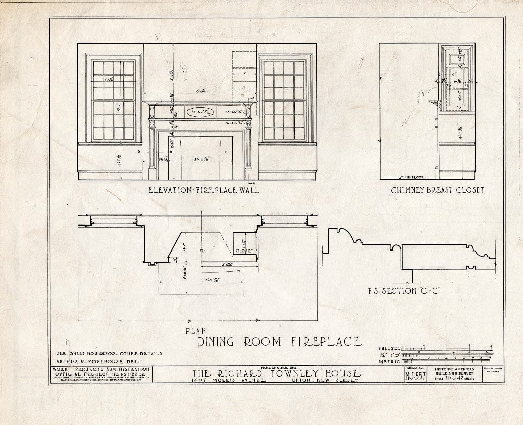 Blueprint HABS NJ,20-UNI,6- (Sheet 30 of 42) - Richard Townley House, 1407 Morris Avenue, Union, Union County, NJ