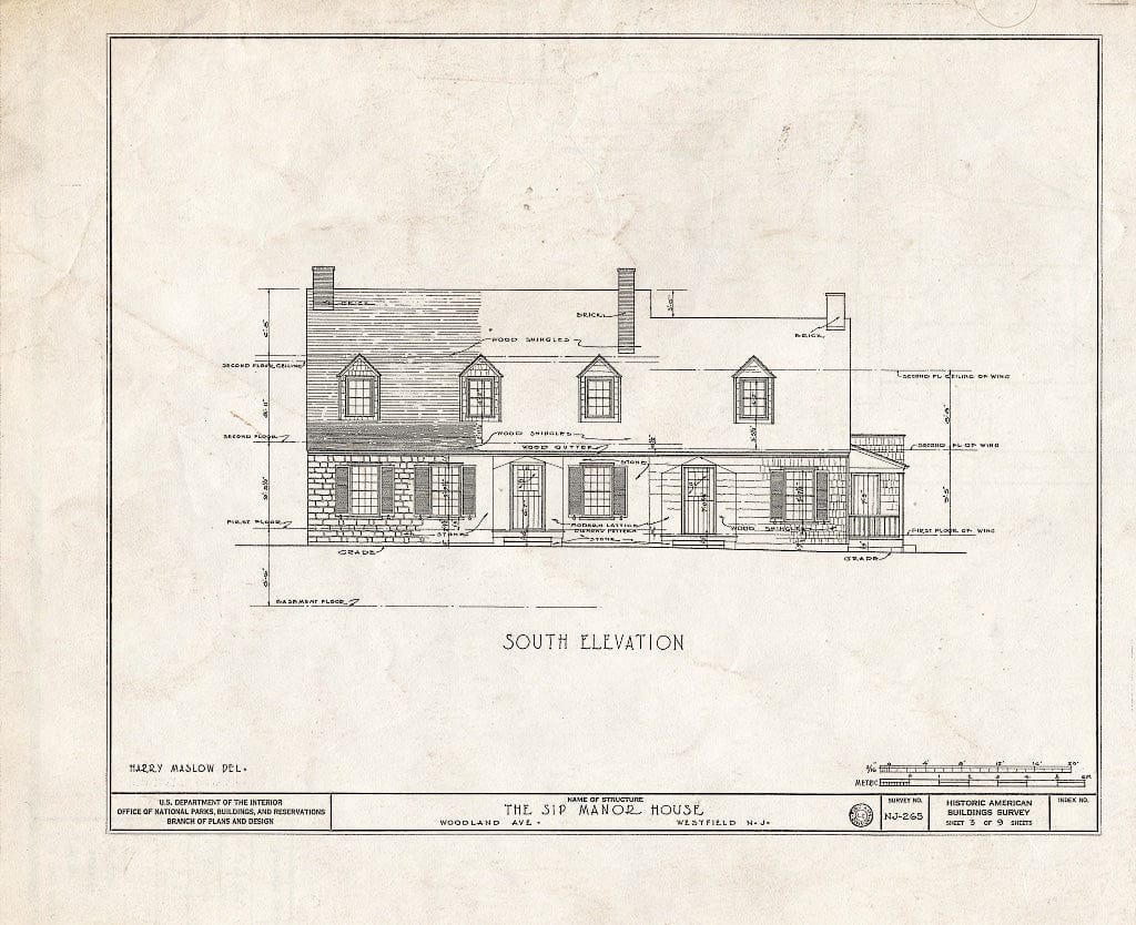 Blueprint HABS NJ,20-WESF,1- (Sheet 3 of 9) - Varleth-Sip Manor, 5 Cherry Lane, Westfield, Union County, NJ