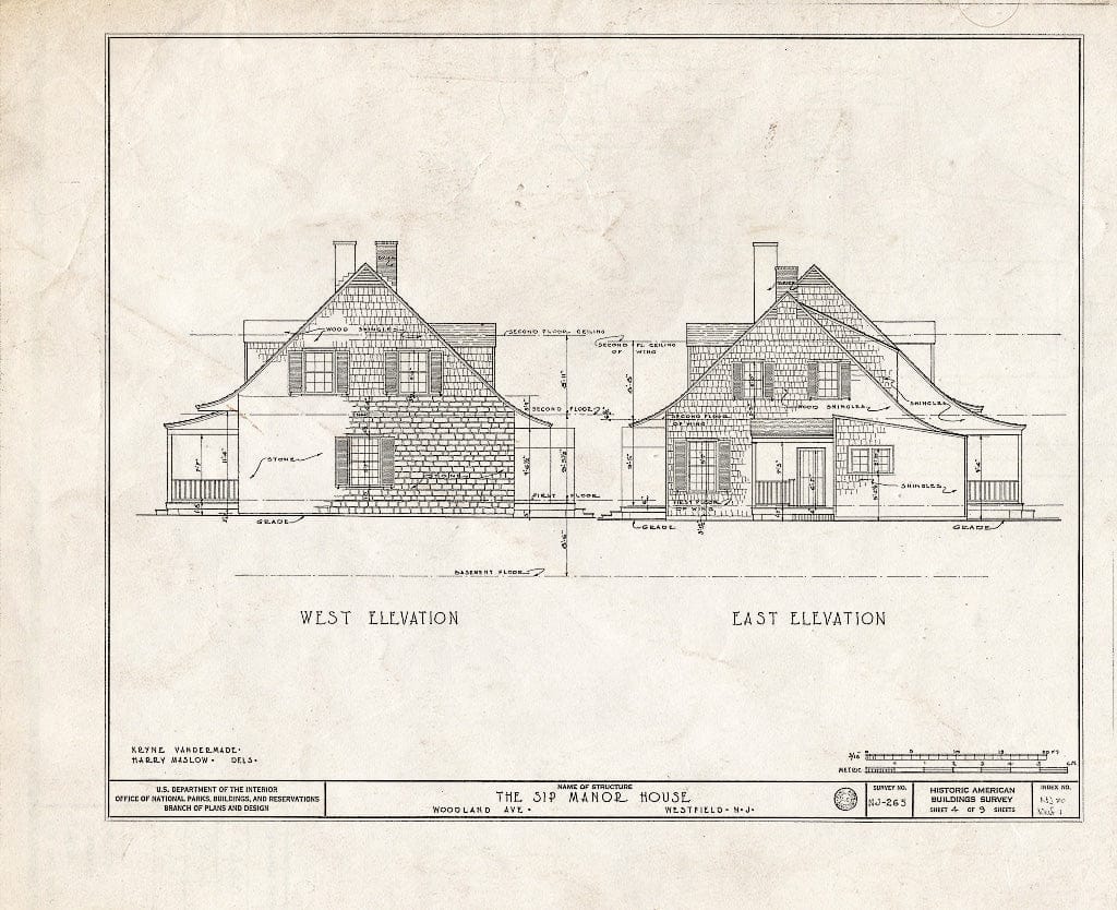 Blueprint HABS NJ,20-WESF,1- (Sheet 4 of 9) - Varleth-Sip Manor, 5 Cherry Lane, Westfield, Union County, NJ