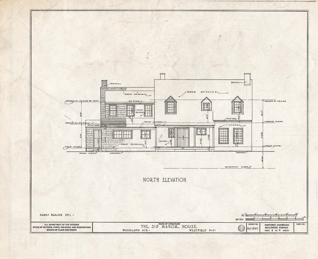 Blueprint HABS NJ,20-WESF,1- (Sheet 5 of 9) - Varleth-Sip Manor, 5 Cherry Lane, Westfield, Union County, NJ