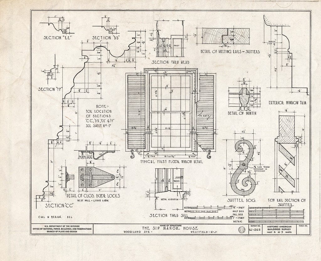 Blueprint HABS NJ,20-WESF,1- (Sheet 6 of 9) - Varleth-Sip Manor, 5 Cherry Lane, Westfield, Union County, NJ