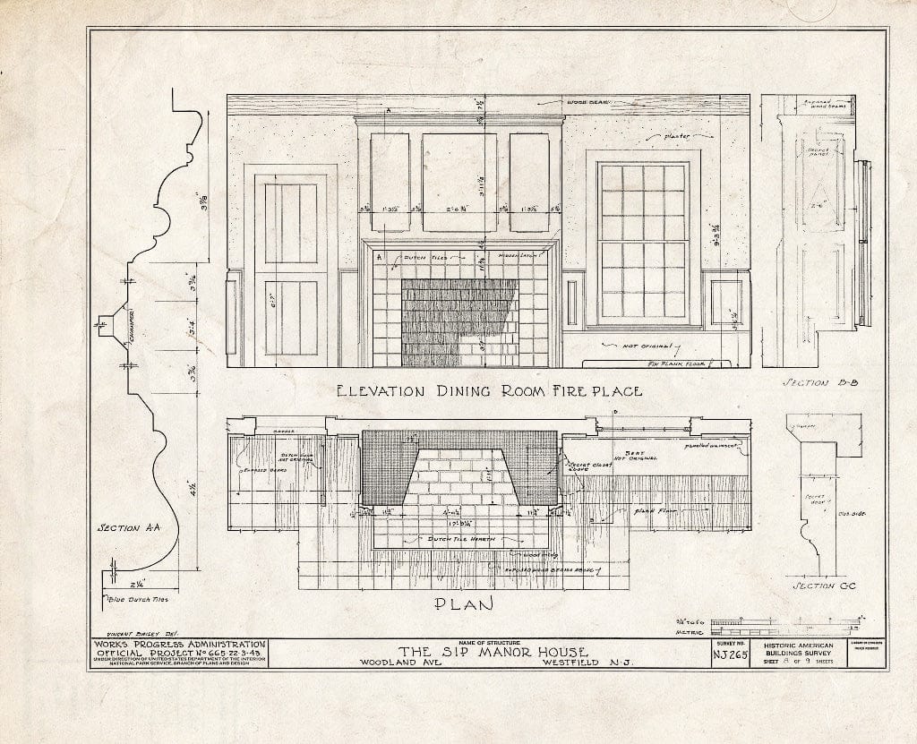 Blueprint HABS NJ,20-WESF,1- (Sheet 8 of 9) - Varleth-Sip Manor, 5 Cherry Lane, Westfield, Union County, NJ