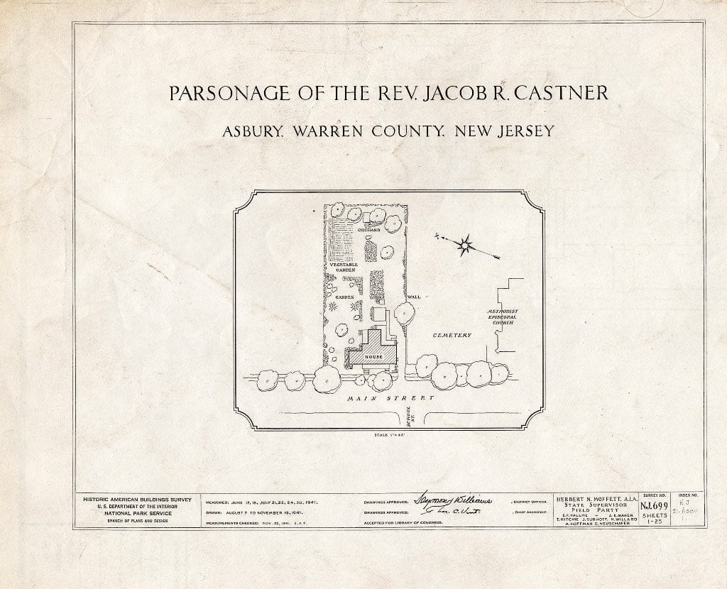 Blueprint HABS NJ,21-ASBU,1- (Sheet 0 of 25) - Reverend Jacob R. Castner Parsonage, Main Street, Asbury, Warren County, NJ