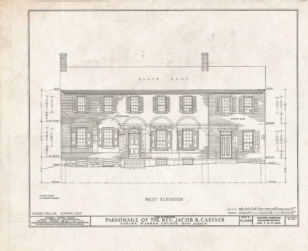 Blueprint HABS NJ,21-ASBU,1- (Sheet 5 of 25) - Reverend Jacob R. Castner Parsonage, Main Street, Asbury, Warren County, NJ
