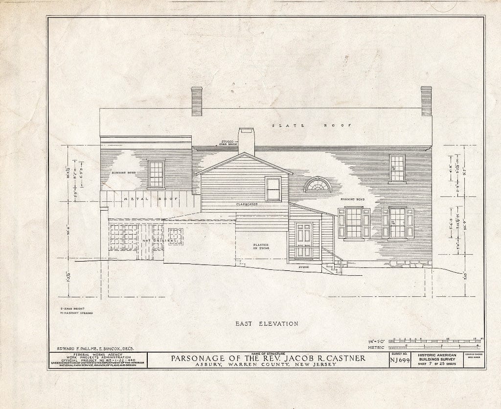 Blueprint HABS NJ,21-ASBU,1- (Sheet 7 of 25) - Reverend Jacob R. Castner Parsonage, Main Street, Asbury, Warren County, NJ