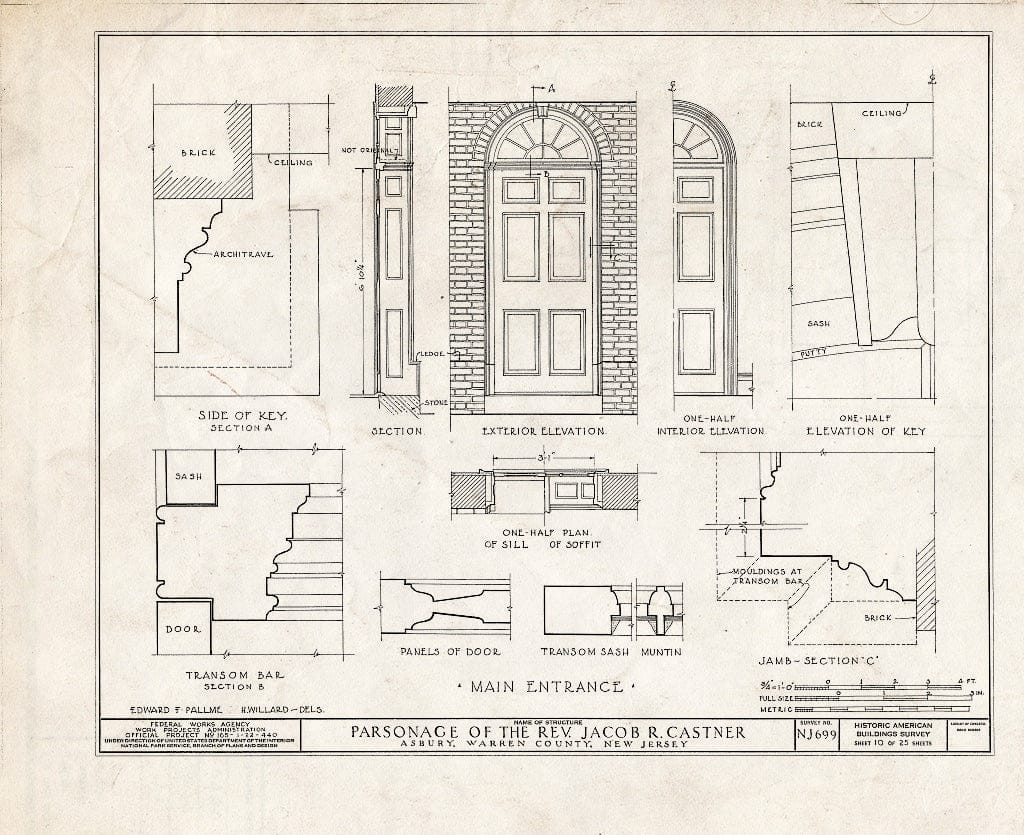 Blueprint HABS NJ,21-ASBU,1- (Sheet 10 of 25) - Reverend Jacob R. Castner Parsonage, Main Street, Asbury, Warren County, NJ