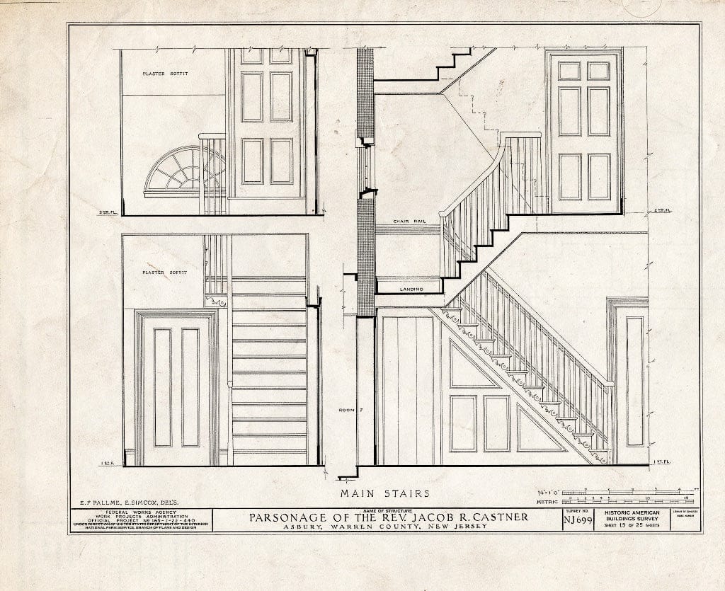 Blueprint HABS NJ,21-ASBU,1- (Sheet 15 of 25) - Reverend Jacob R. Castner Parsonage, Main Street, Asbury, Warren County, NJ