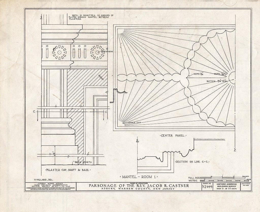 Blueprint HABS NJ,21-ASBU,1- (Sheet 21 of 25) - Reverend Jacob R. Castner Parsonage, Main Street, Asbury, Warren County, NJ